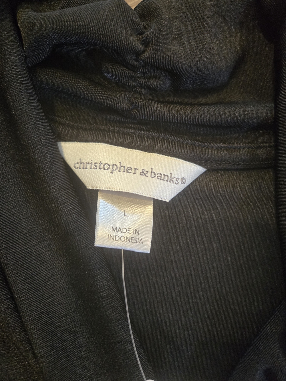 Christopher & Banks Black Draped V-Neck Long Sleeve Top - Picture 3 of 5